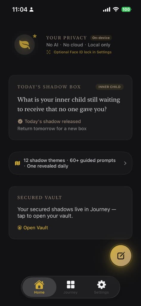 Shadow Work Journal: Sanctuary — Today's Shadow Box on iPhone